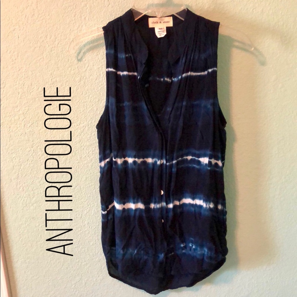 Anthropologie tie-dye button blouse